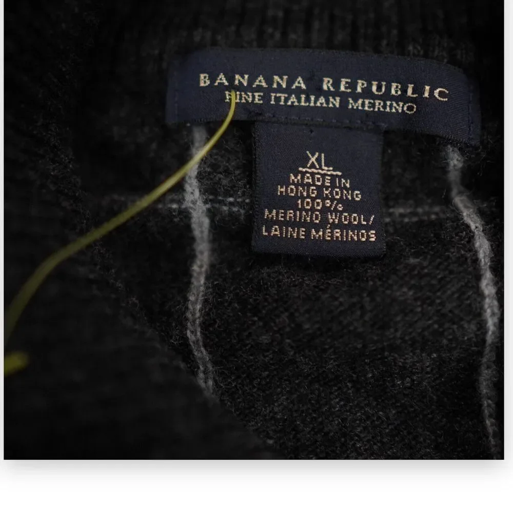 VTG Banana Republic Vera Pelle Sweater Mens Extra Large Windowpane Italian Wool‎